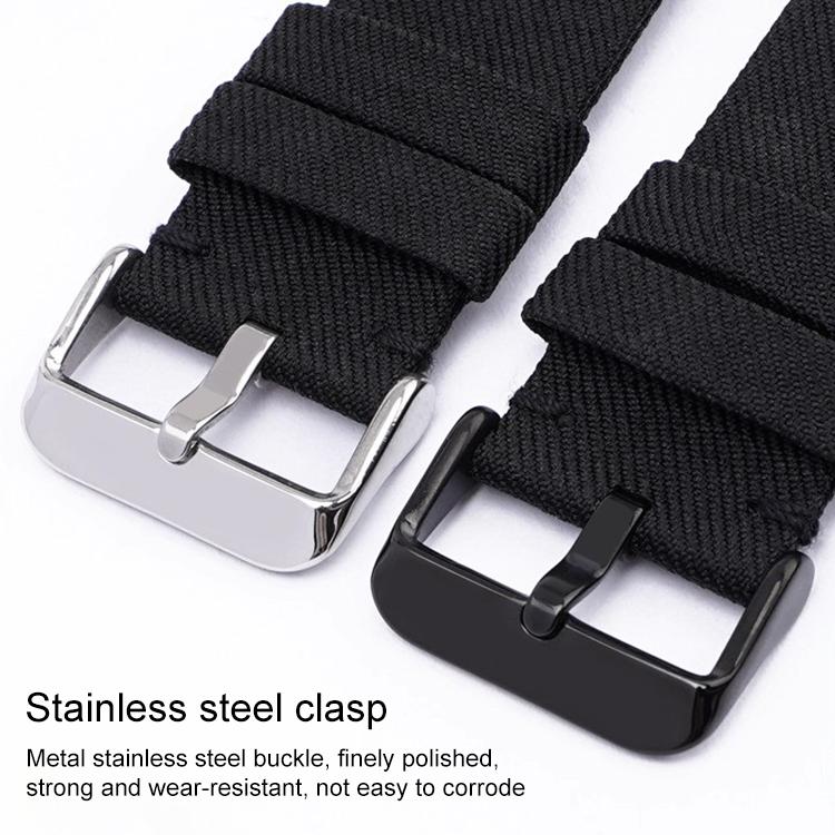 Stainless Steel Pin Buckle Nylon Woven Canvas Watch Band, 20mm, 22mm