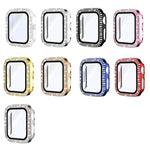 xDfind Double Row Diamond Tempered Glass Film Integrated PC Watch Cover, For Apple Watch Series 9 / 8 / 7 41mm, For Apple Watch Series 3 / 2 / 1 38mm, For Apple Watch Series 3 / 2 / 1 42mm