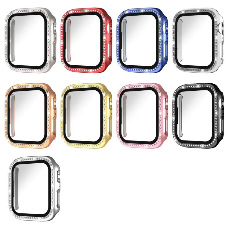xDfind Single Row Diamond Tempered Glass Film Integrated PC Watch Case, For Apple Watch Series 44mm, For Apple Watch Series 40mm, For Apple Watch Series 11 46mm / 10 46mm, For Apple Watch Series 11 42mm / 10 42mm, For Apple Watch Ultra 3 / 2 / 1 49mm