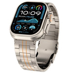 Three-bead Safety Clasp Titanium Alloy Watch Band, For Apple Watch 46mm / 49mm / 45mm / 44mm, For Apple Watch 42mm / 41mm / 40mm / 38mm