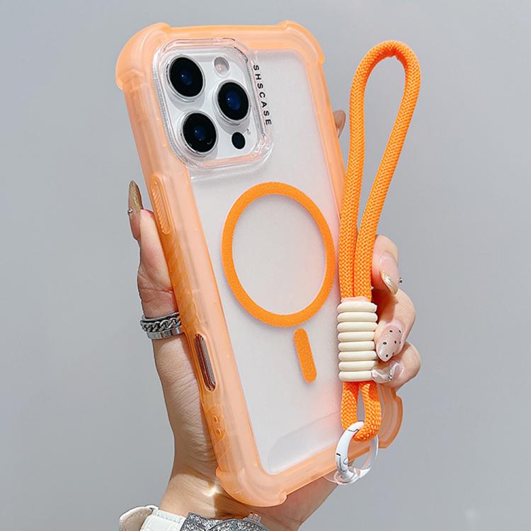 Transparent Matte TPU Hybrid PC 3-in-1 MagSafe Phone Case with Wrist Strap, For iPhone 17 Pro Max, For iPhone 17 Pro, For iPhone 17, For iPhone Air, For iPhone 16 Pro Max, For iPhone 16 Pro, For iPhone 16 Plus, For iPhone 16
