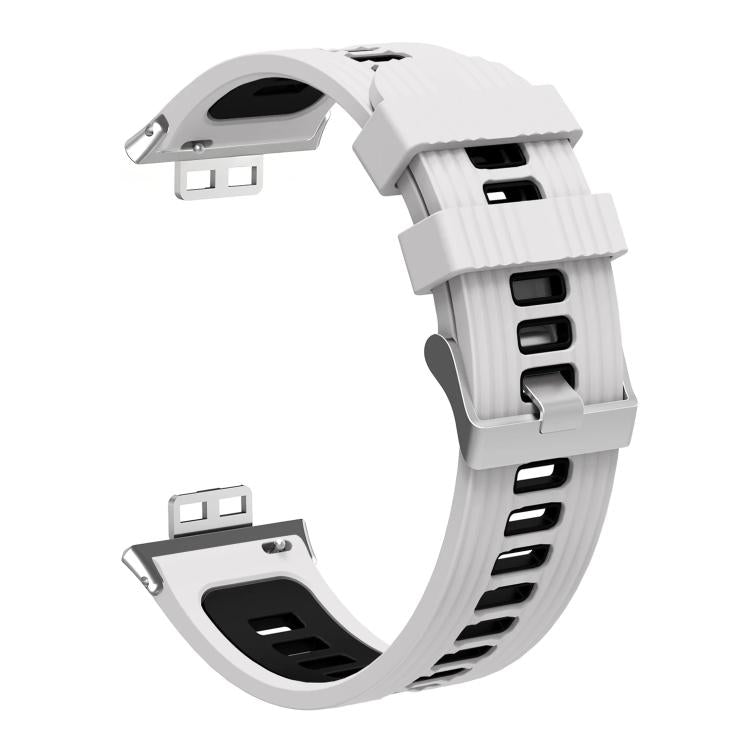 xDfind Dual Color Silver Buckle Silicone Watch Band, For Huawei Watch Fit New