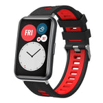 xDfind Dual Color Silver Buckle Silicone Watch Band, For Huawei Watch Fit New