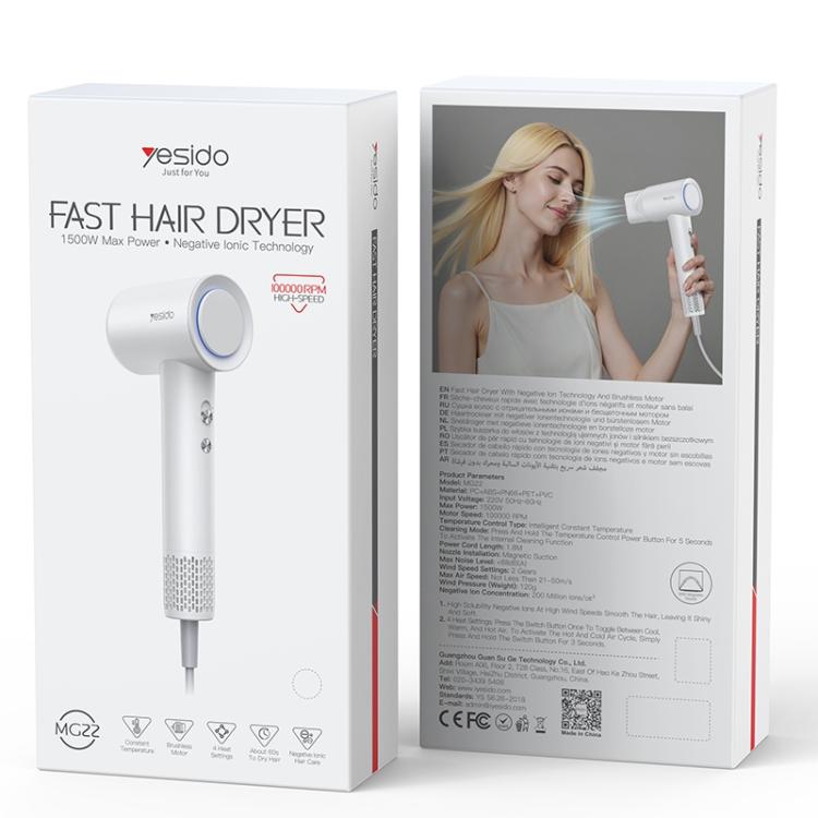 Yesido MG22 1500W High Speed Electric Hair Dryer, EU Plug, UK Plug