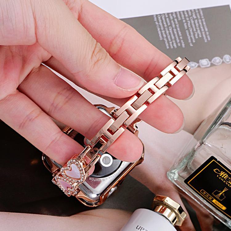 xDfind Heart-shaped Shell Metal Watch Band, For Apple Watch 42 / 44 / 45 / 46 / 49mm, For Apple Watch 38 / 40 / 41 / S11 42mm