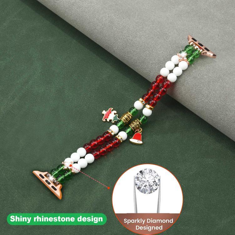 Width 14mm Christmas Beads Chain Watch Band, For Apple Watch 46mm / 49mm / 45mm / 44mm, For Apple Watch 42mm / 41mm / 40mm / 38mm