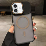 Skin Feel Frosted Metal Lens Holder MagSafe Magnetic Phone Case, For iPhone 16 Plus, For iPhone 16, For iPhone 15 Pro Max, For iPhone 15 Pro, For iPhone 15, For iPhone 14