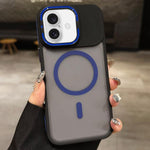 Skin Feel Frosted Metal Lens Holder MagSafe Magnetic Phone Case, For iPhone 16 Plus, For iPhone 16, For iPhone 15 Pro Max, For iPhone 15 Pro, For iPhone 15, For iPhone 14