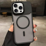 Skin Feel Frosted Metal Lens Holder MagSafe Magnetic Phone Case, For iPhone 16 Plus, For iPhone 16, For iPhone 15 Pro Max, For iPhone 15 Pro, For iPhone 15, For iPhone 14