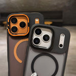 Skin Feel Frosted Metal Lens Holder MagSafe Magnetic Phone Case, For iPhone 14 Pro, For iPhone 14 Pro Max, For iPhone 13 Pro Max, For iPhone 13 Pro, For iPhone 13, For iPhone 12