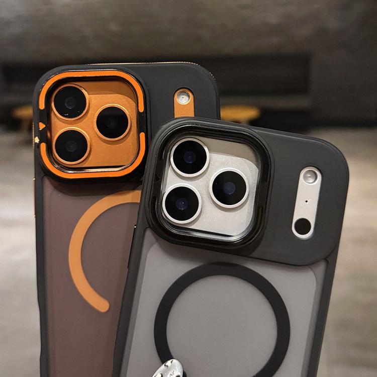 Skin Feel Frosted Metal Lens Holder MagSafe Magnetic Phone Case, For iPhone 16 Plus, For iPhone 16, For iPhone 15 Pro Max, For iPhone 15 Pro, For iPhone 15, For iPhone 14