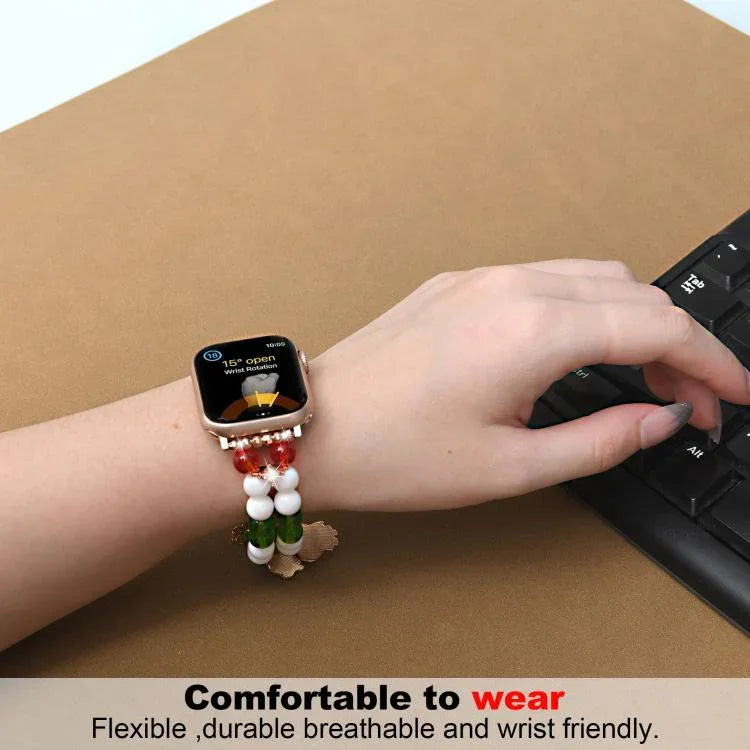Width 20mm Christmas Beads Chain Watch Band, For Apple Watch 46mm / 49mm / 45mm / 44mm, For Apple Watch 42mm / 41mm / 40mm / 38mm