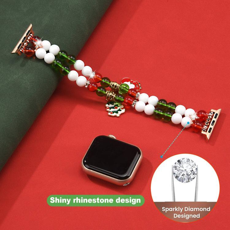 Width 20mm Christmas Beads Chain Watch Band, For Apple Watch 46mm / 49mm / 45mm / 44mm, For Apple Watch 42mm / 41mm / 40mm / 38mm
