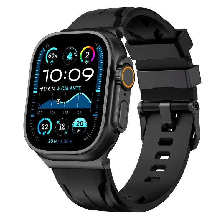 Black Pin Buckle Silicone Watch Band, For Apple Watch 46mm / 49mm / 45mm / 44mm, For Apple Watch 42mm / 41mm / 40mm / 38mm