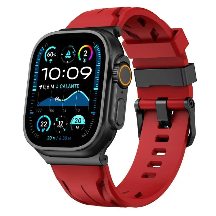 Black Pin Buckle Silicone Watch Band, For Apple Watch 46mm / 49mm / 45mm / 44mm, For Apple Watch 42mm / 41mm / 40mm / 38mm