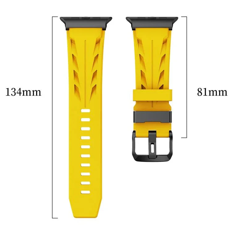 Black Pin Buckle Silicone Watch Band, For Apple Watch 46mm / 49mm / 45mm / 44mm, For Apple Watch 42mm / 41mm / 40mm / 38mm