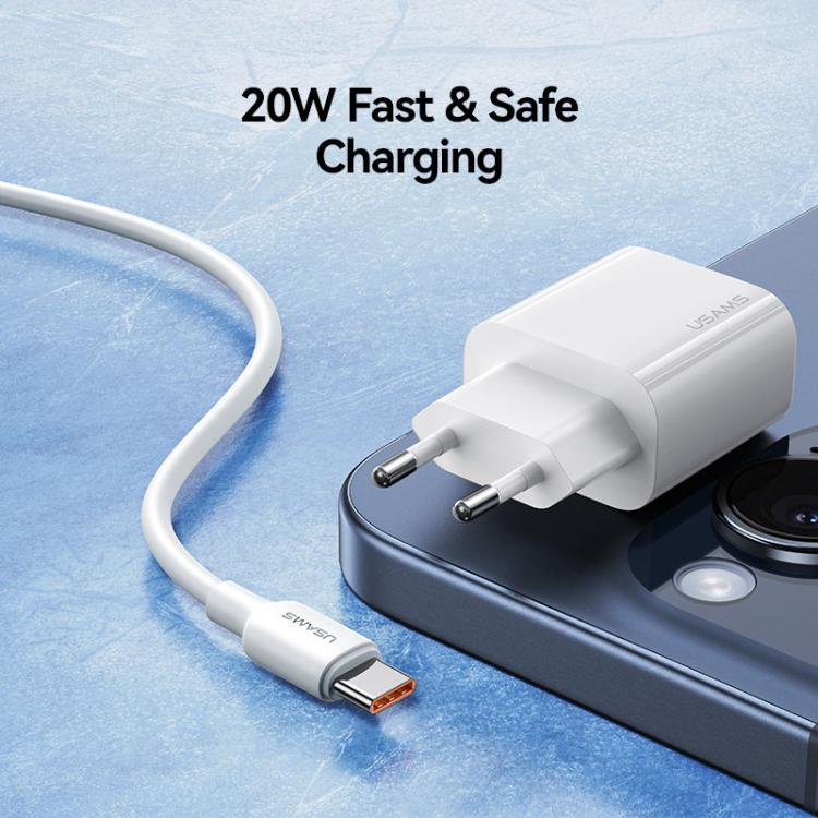 USAMS CC226 T65 PD20W USB-C / Type-C Single Port Fast Charger, EU Plug, CC226