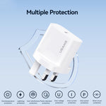 USAMS CC227 T65 PD20W USB-C / Type-C Single Port Fast Charger, UK Plug, CC227