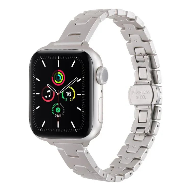 H-style Width 14mm Stainless Steel Metal Watch Band, For Apple Watch 46mm / 49mm / 45mm / 44mm, For Apple Watch 42mm / 41mm / 40mm / 38mm
