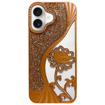 Electroplated TPU Lotus Hollow-carved  Rhinestone Glitter Phone Case, For iPhone 16, For iPhone 15 Pro Max, For iPhone 15 Pro, For iPhone 15, For iPhone 14, For iPhone 14 Pro, For iPhone 14 Pro Max, For iPhone 13 Pro Max