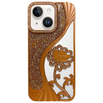 Electroplated TPU Lotus Hollow-carved  Rhinestone Glitter Phone Case, For iPhone 15, For iPhone 14, For iPhone 14 Pro, For iPhone 14 Pro Max, For iPhone 13 Pro Max, For iPhone 13 Pro, For iPhone 13, For iPhone 12