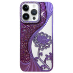 Electroplated TPU Lotus Hollow-carved  Rhinestone Glitter Phone Case, For iPhone 15, For iPhone 14, For iPhone 14 Pro, For iPhone 14 Pro Max, For iPhone 13 Pro Max, For iPhone 13 Pro, For iPhone 13, For iPhone 12
