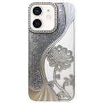 Electroplated TPU Lotus Hollow-carved  Rhinestone Glitter Phone Case, For iPhone 15, For iPhone 14, For iPhone 14 Pro, For iPhone 14 Pro Max, For iPhone 13 Pro Max, For iPhone 13 Pro, For iPhone 13, For iPhone 12