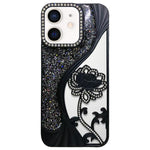 Electroplated TPU Lotus Hollow-carved  Rhinestone Glitter Phone Case, For iPhone 15, For iPhone 14, For iPhone 14 Pro, For iPhone 14 Pro Max, For iPhone 13 Pro Max, For iPhone 13 Pro, For iPhone 13, For iPhone 12
