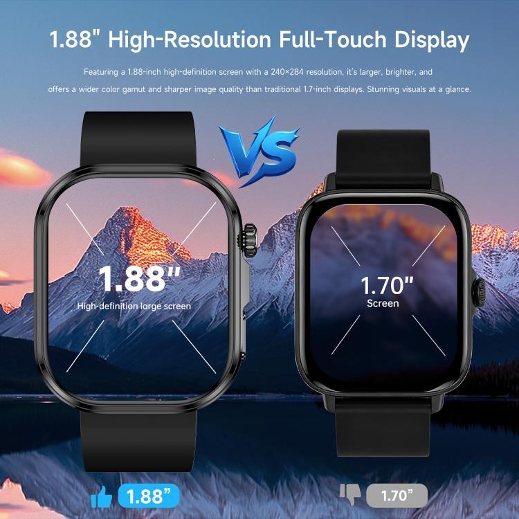 GE52 1.88-inch Full Touch HD Screen BT Call Smart Watch Silicone Strap, Supports Health Monitoring