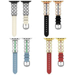 xDfind Diamond Stainless Steel Hybrid Genuine Leather Watch Band, For Apple Watch 38 / 40 / 41 / S11 42mm