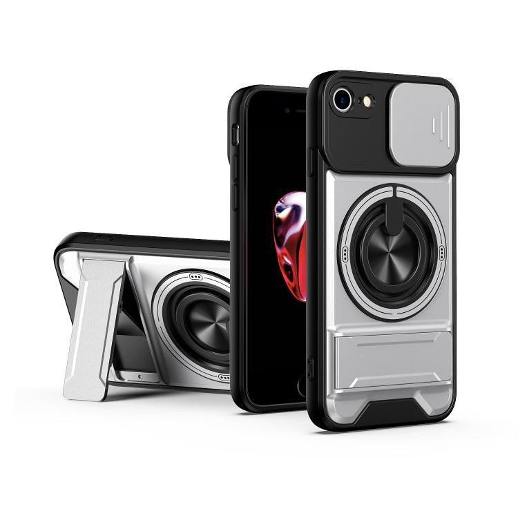 Lens Sliding Window Multifunctional Magnetic Shockproof Phone Case, For iPhone 7