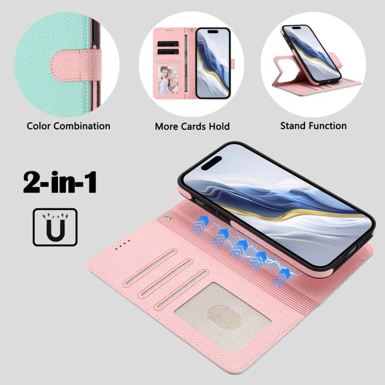 Detachable Litchi Texture Magnetic Side-Patch Vegan Leather Phone Case, For iPhone 17 Pro Max, For iPhone 17 Pro, For iPhone 17, For iPhone Air, For iPhone 16 Pro Max, For iPhone 16 Pro, For iPhone 16 Plus, For iPhone 16