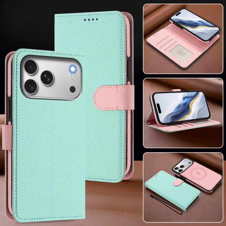 Detachable Litchi Texture Magnetic Side-Patch Vegan Leather Phone Case, For iPhone 17 Pro Max, For iPhone 17 Pro, For iPhone 17, For iPhone Air, For iPhone 16 Pro Max, For iPhone 16 Pro, For iPhone 16 Plus, For iPhone 16