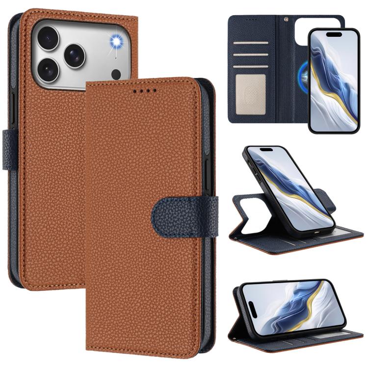 Detachable Litchi Texture Magnetic Side-Patch Vegan Leather Phone Case, For iPhone 17 Pro Max, For iPhone 17 Pro, For iPhone 17, For iPhone Air, For iPhone 16 Pro Max, For iPhone 16 Pro, For iPhone 16 Plus, For iPhone 16