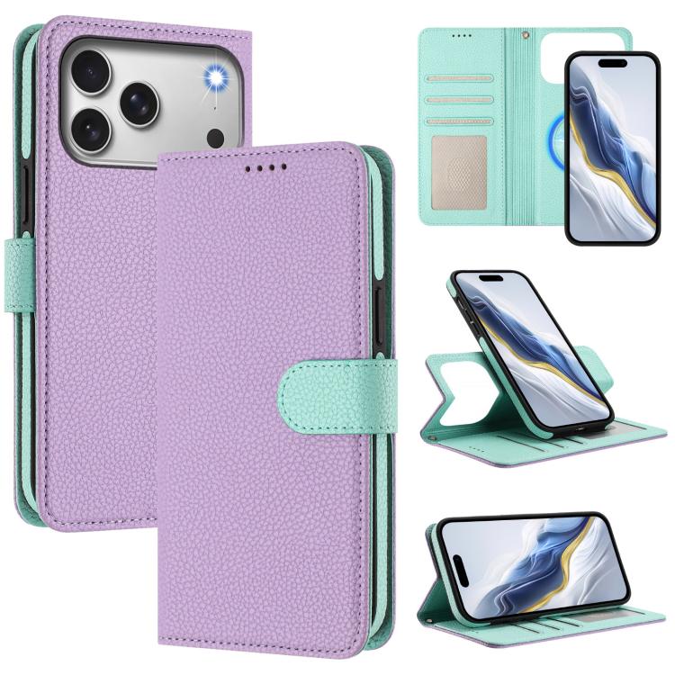 Detachable Litchi Texture Magnetic Side-Patch Vegan Leather Phone Case, For iPhone 17 Pro Max, For iPhone 17 Pro, For iPhone 17, For iPhone Air, For iPhone 16 Pro Max, For iPhone 16 Pro, For iPhone 16 Plus, For iPhone 16