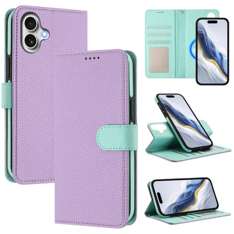 Detachable Litchi Texture Magnetic Side-Patch Vegan Leather Phone Case, For iPhone 17 Pro Max, For iPhone 17 Pro, For iPhone 17, For iPhone Air, For iPhone 16 Pro Max, For iPhone 16 Pro, For iPhone 16 Plus, For iPhone 16