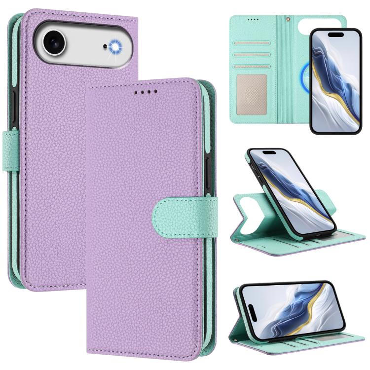 Detachable Litchi Texture Magnetic Side-Patch Vegan Leather Phone Case, For iPhone 17 Pro Max, For iPhone 17 Pro, For iPhone 17, For iPhone Air, For iPhone 16 Pro Max, For iPhone 16 Pro, For iPhone 16 Plus, For iPhone 16