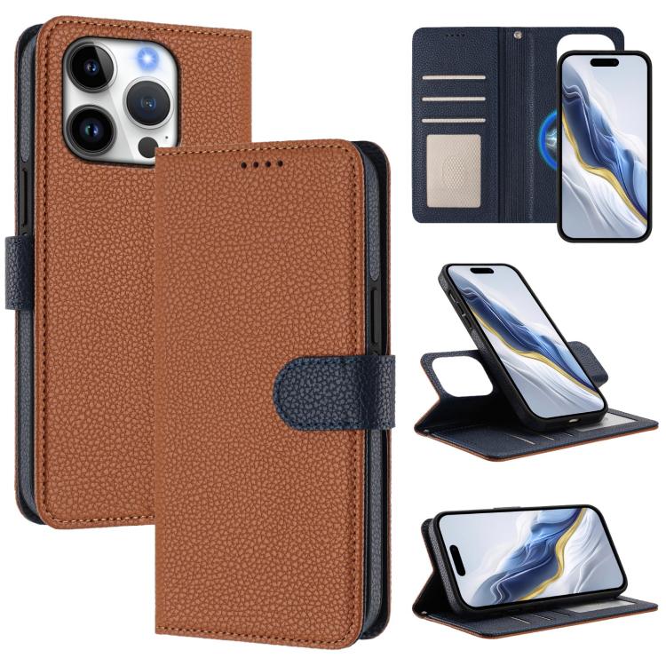 Detachable Litchi Texture Magnetic Side-Patch Vegan Leather Phone Case, For iPhone 17 Pro Max, For iPhone 17 Pro, For iPhone 17, For iPhone Air, For iPhone 16 Pro Max, For iPhone 16 Pro, For iPhone 16 Plus, For iPhone 16