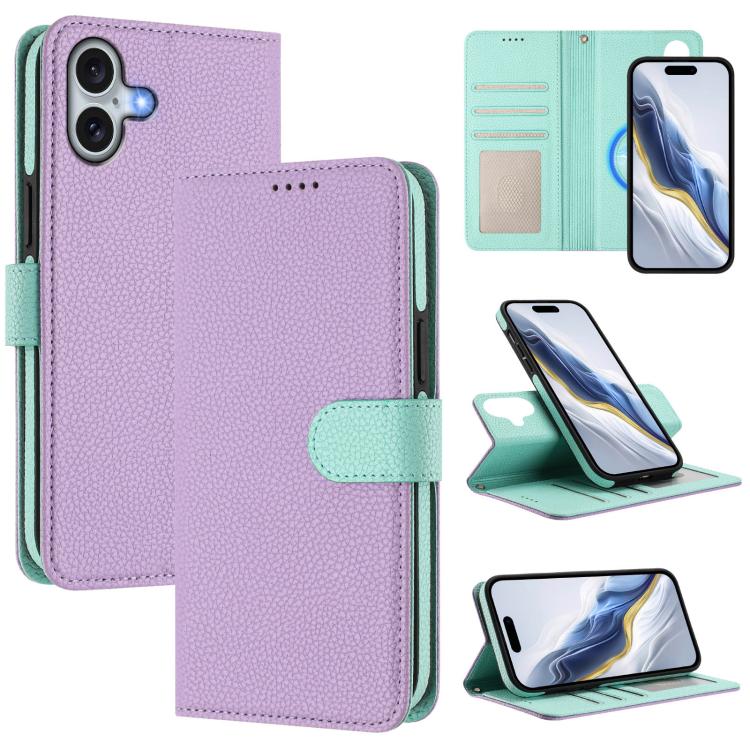 Detachable Litchi Texture Magnetic Side-Patch Vegan Leather Phone Case, For iPhone 17 Pro Max, For iPhone 17 Pro, For iPhone 17, For iPhone Air, For iPhone 16 Pro Max, For iPhone 16 Pro, For iPhone 16 Plus, For iPhone 16