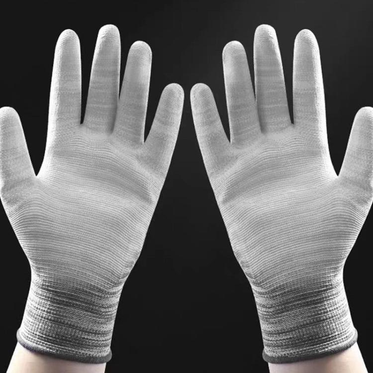 10 Pairs Striped PU Coated Palm Anti-static Labor Protection Gloves Random Color Delivery, S, M, L