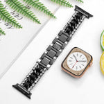 Diamond Vegan Leather Metal Watch Band, For Apple Watch 46mm / 49mm / 45mm / 44mm, For Apple Watch 42mm / 41mm / 40mm / 38mm