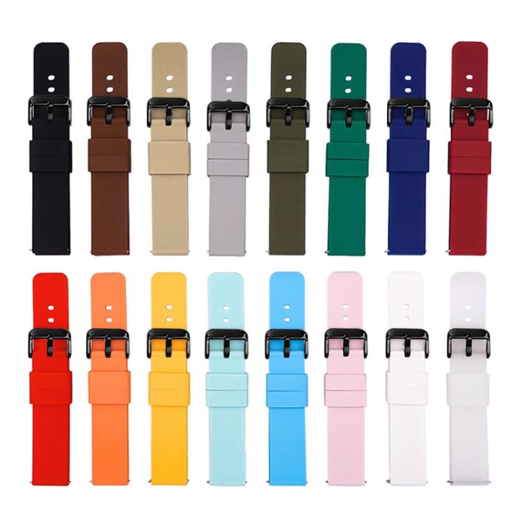 xDfind Stainless Steel Black Pin Buckle Solid Color Silicone Waterproof Watch Band, 16mm, 18mm, 19mm