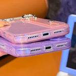 Plating Feather-Gauze Texture Wristband Holder TPU Phone Case with Lens Film, For iPhone 13