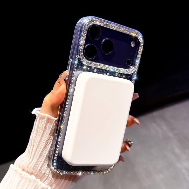 Rhinestone Dual-side IMD PC Hybrid TPU Magnetic Phone Case, For iPhone 13