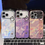 Plating Foil-like Metallic Texture Wristband Holder TPU Phone Case with Lens Film, For iPhone 13