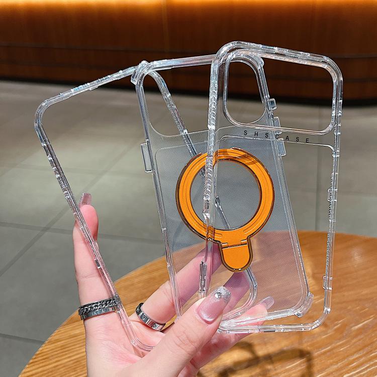 Transparent Pivot Metal Holder Magnetic Phone Case, For iPhone 17 Pro Max, For iPhone 17 Pro