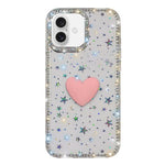 Flash Rhinestone Double-sided IMD Love Heart Phone Case, For iPhone 16 Pro Max, For iPhone 16 Pro, For iPhone 16 Plus, For iPhone 16, For iPhone 15 Pro Max