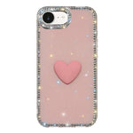 Flash Rhinestone Double-sided IMD Love Heart Phone Case, For iPhone 17e / 16e, For iPhone 17 Pro Max, For iPhone 17 Pro, For iPhone 17, For iPhone Air