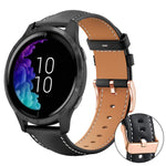 xDfind Flat Head Rose Gold Buckle Black Shark Fine Grain Vegan Leather Watch Band, 18mm, 20mm