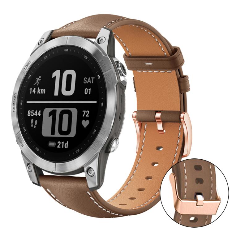 xDfind Rose Gold Buckle Black Shark Fine Grain Vegan Leather Watch Band, For Garmin Fenix 8/7/6/5 22mm, For Garmin Fenix 8/7S/6S/5S 20mm, For Garmin Forerunner 45 / 45S / Swim 2, For Garmin Forerunner 220/735/735XT/230/235, For Garmin Forerunner 35/30/35j
